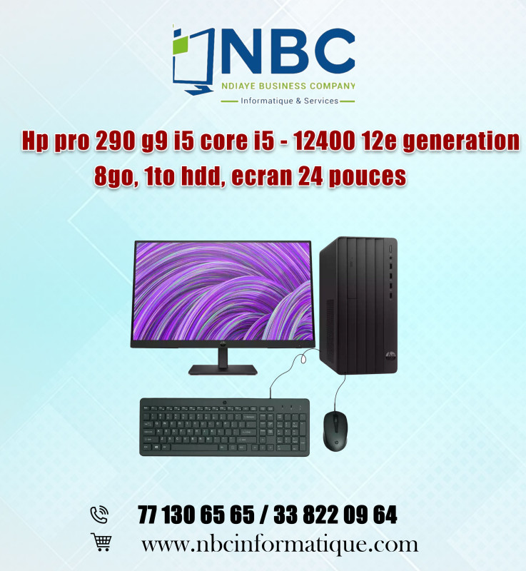 ORDINATEUR HP 290 G9 MT CI5/8GB/1TB+ECRAN 24 pouces