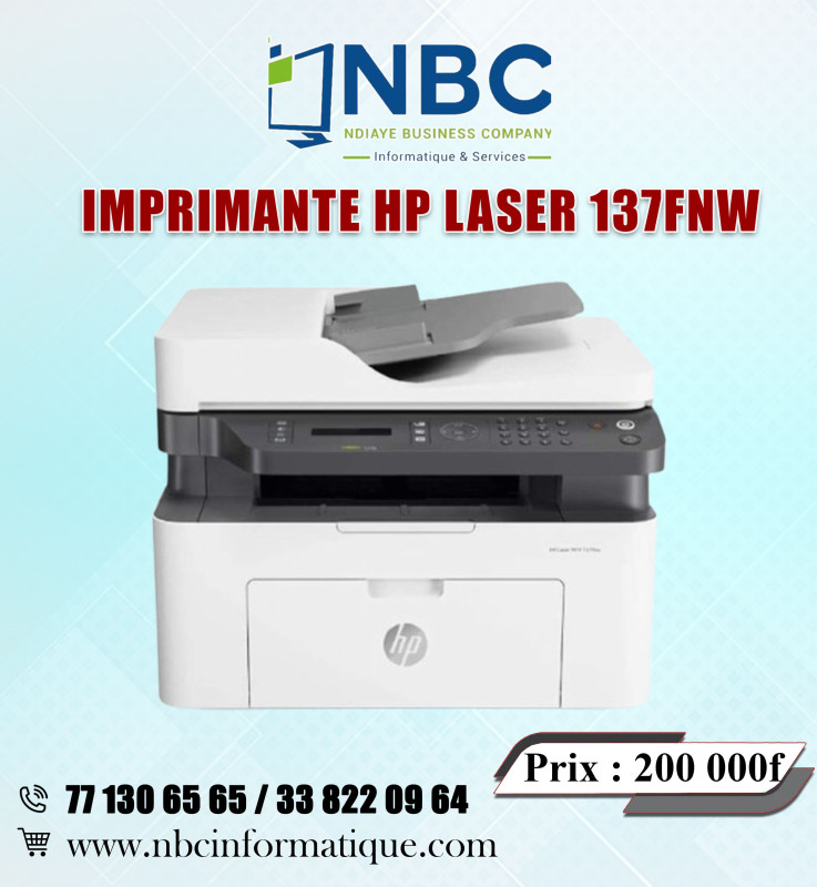 Imprimante HP Laser Mfp 137fnw Monochrome Multifonctions